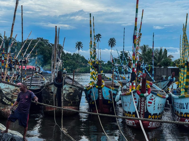 Fishing and freight boats at Idenau on the South-West coast